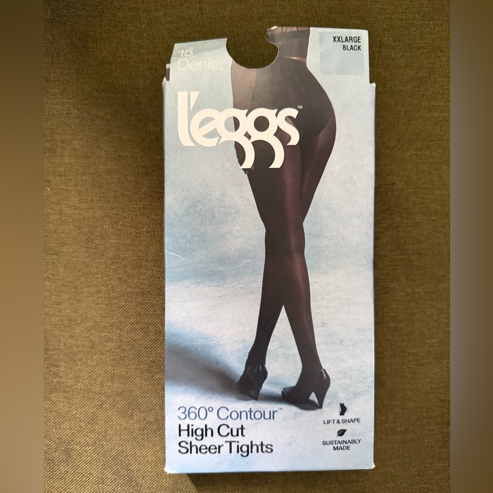 L'eggs women’s 360 contour high cut sheer tights Black size xxl